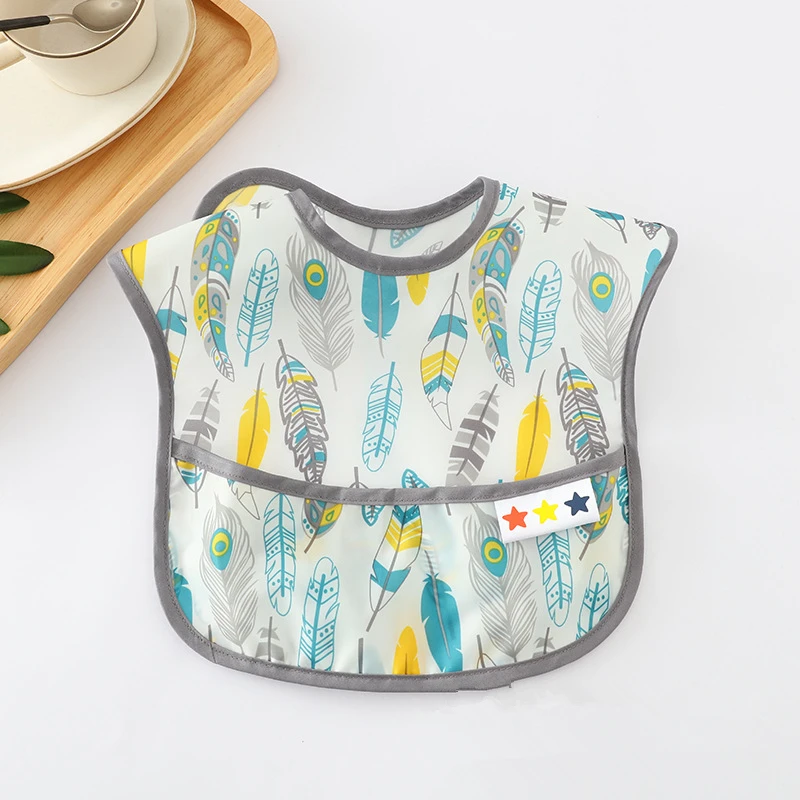 Baby Bibs EVA Waterproof Lunch Bibs Cartoon Printing Infants Boys Girls Feeding Burp Cloths Bibs Apron Feeding Accessories