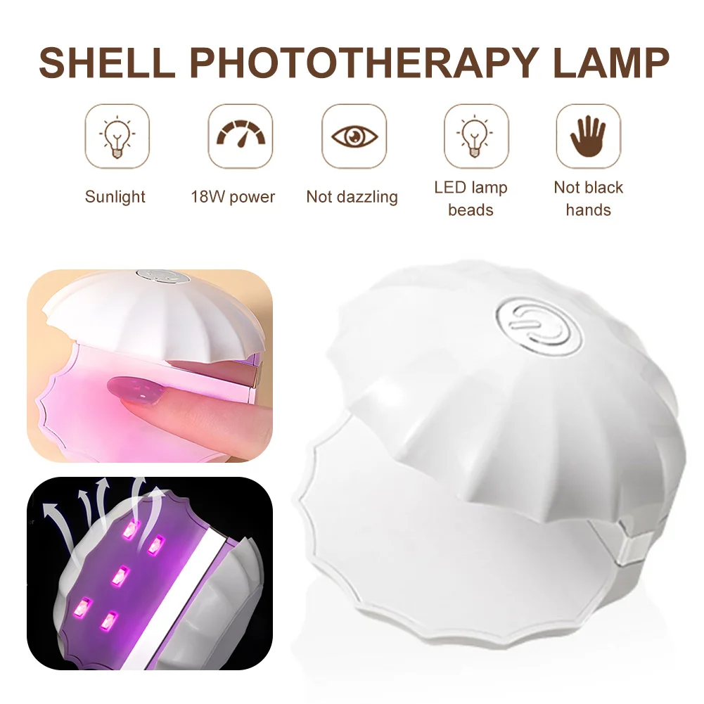 Shell LED Nail Lamp 18W Nail Dryer Lamp Quick Drying LED Phototherapy Light Manicure Tool For