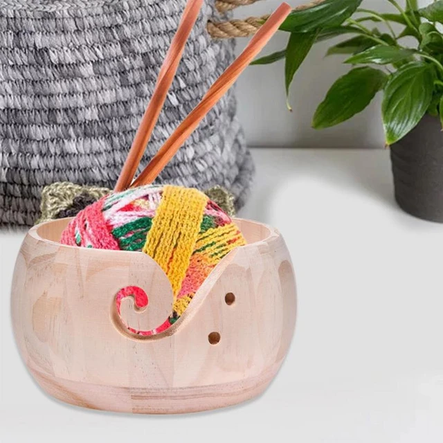 Knitting Bowl For Yarn Wooden Yarn Storage Holder Handmade Organizer For  Knitting Crochet Wool Prevent Slipping Sewing Supplies - AliExpress