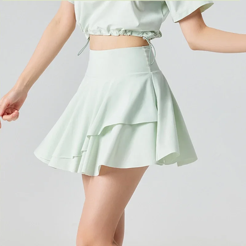 Women Tennis Skirts High Waist Sports Pleated Skirts Fake Two Piece Badminton Shorts Quick Dry Gym Fitness Running Short Skorts
