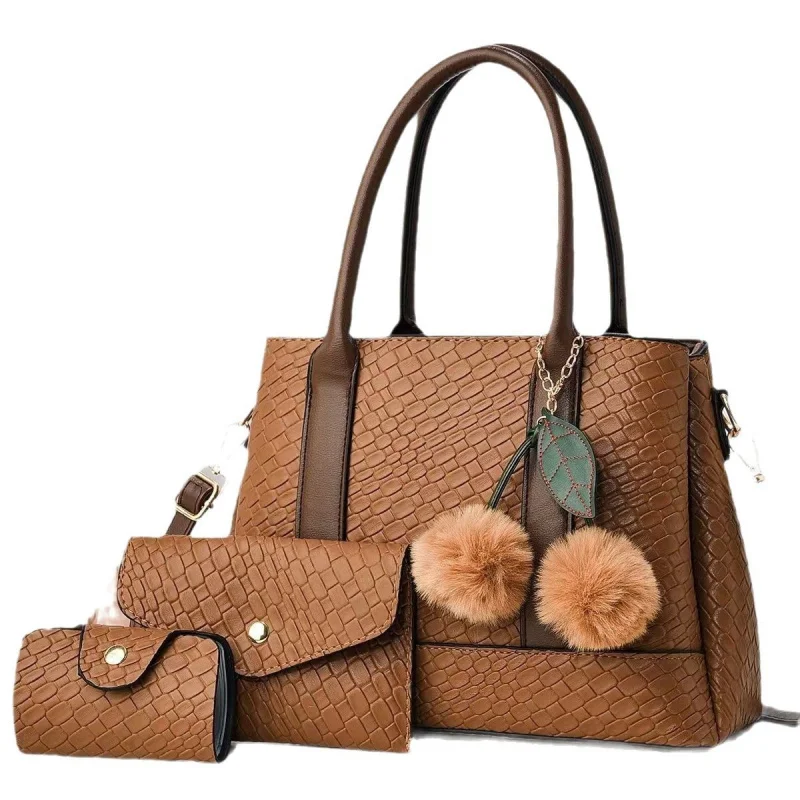 New Style Women's Simple Large Capacity Handbag Trendy Spliced Mother and Child Set Bag
