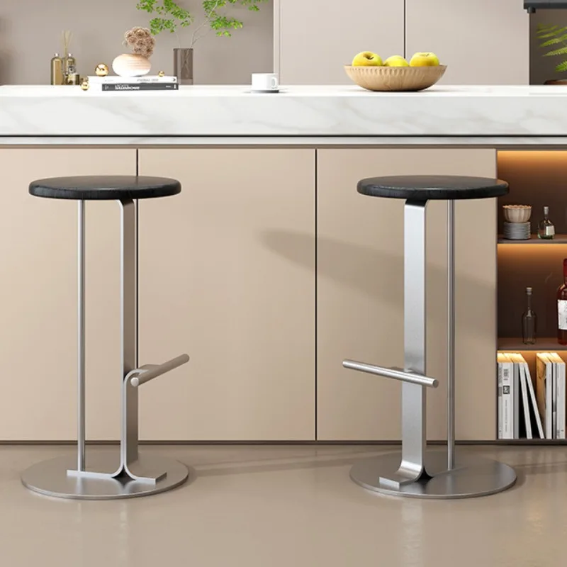 Stainless Steel Simple Modern Bar Stool Creative Steadiness Bar Chair Strap Foot Luxury Dining Room Living Room Table Highchairs