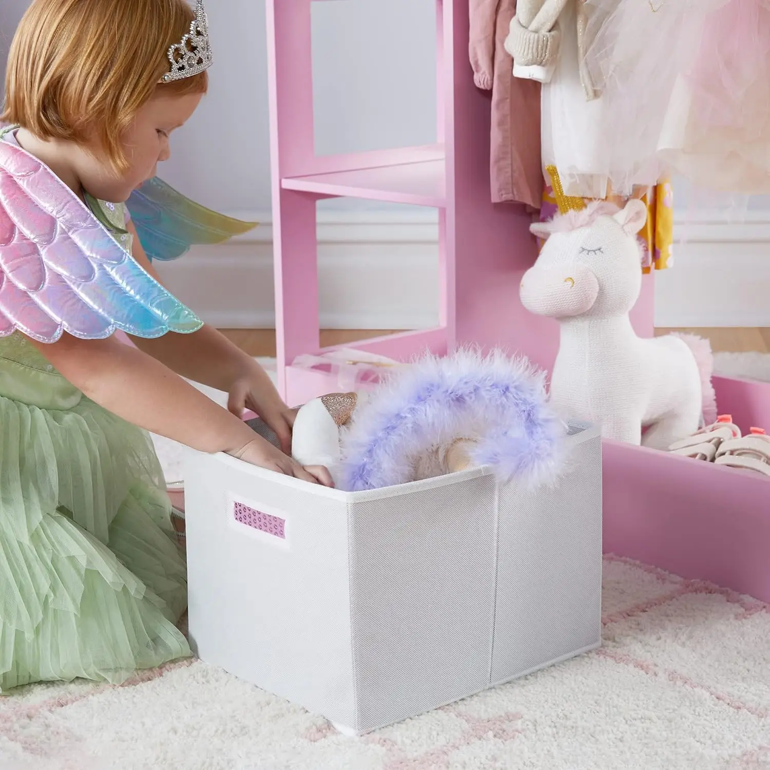 See and Store Dress-up Center &ndash; Pink: Pretend Play Costume Storage Wardrobe for Kids with Mirror & Shelves, Armoire w