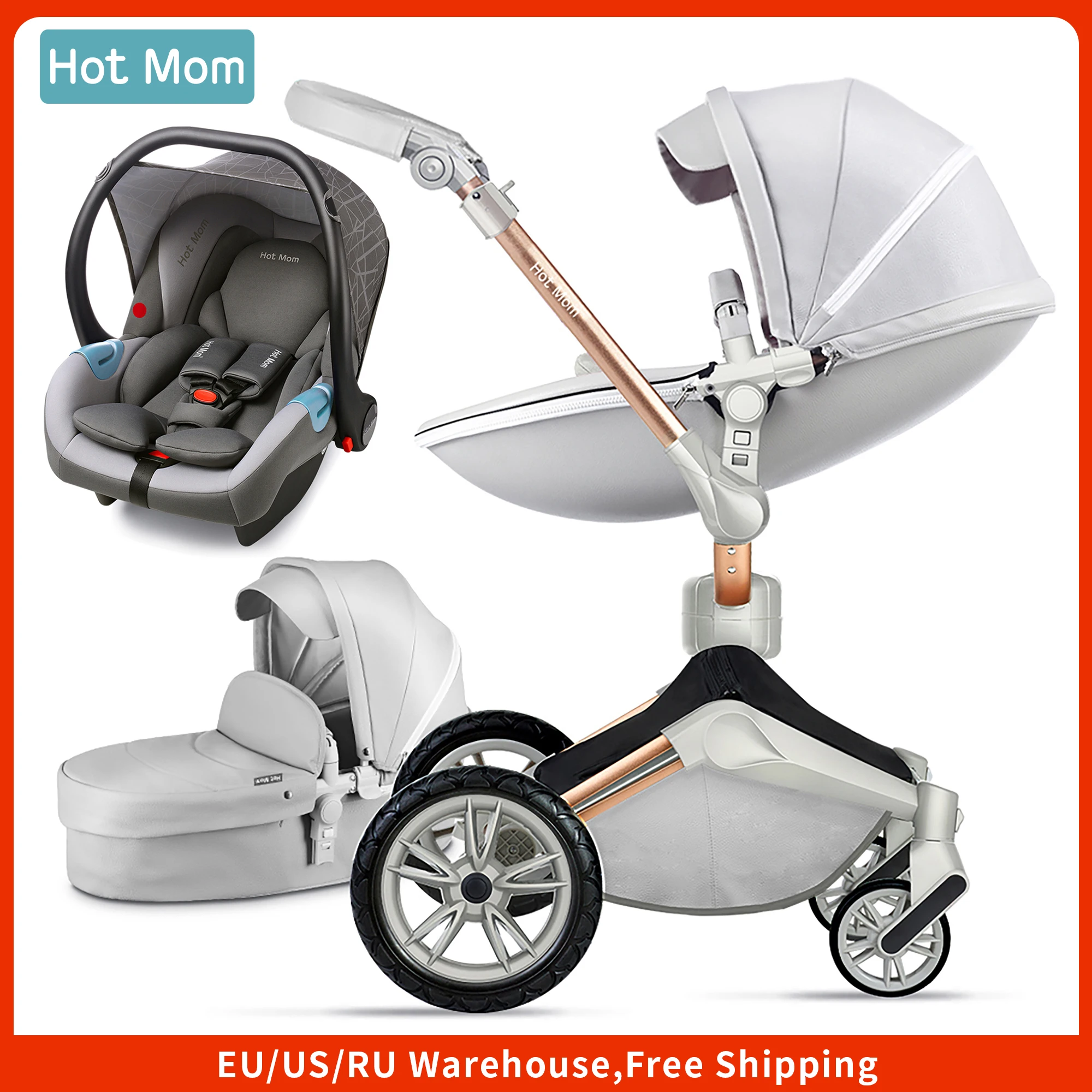 HOTMOM Luxury Baby Stroller Combo Travel System With Bassinet