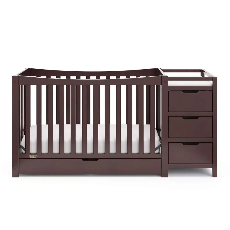 Remi 4-In-1 Convertible Crib & Changer With Drawer (Espresso) &ndash; GREENGUARD Gold Certified, And Changing-Table Combo, I