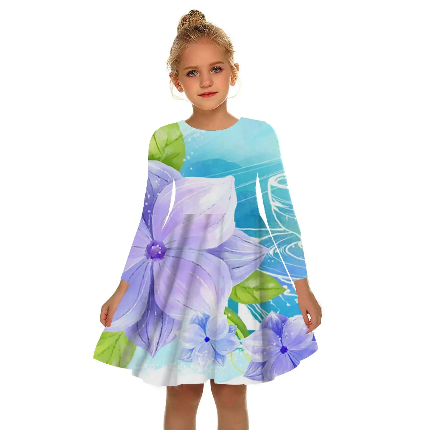 girl baby dresses 2022 New Kids Girls Dresses 3D Printing Dresses Fashion Casual Girls Daily Summer Dresses Long Sleeves Round Neck baby boy dress Dresses