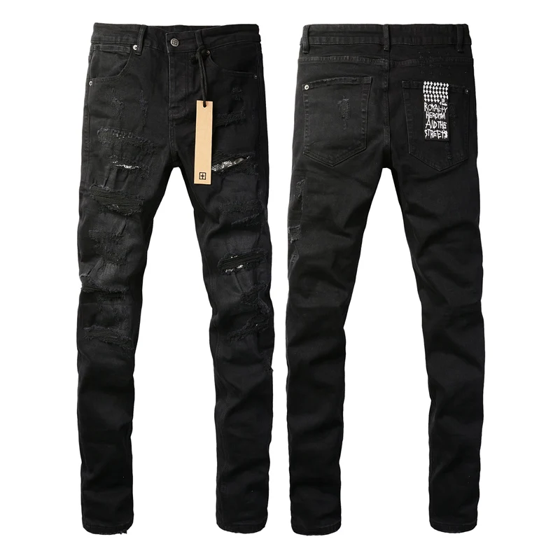 KSUBI Cross Jeans American Style Low Waist Fringe Ripped Tight Jeans Autumn Men's Fashion Streetwear Metal Button Elastic
