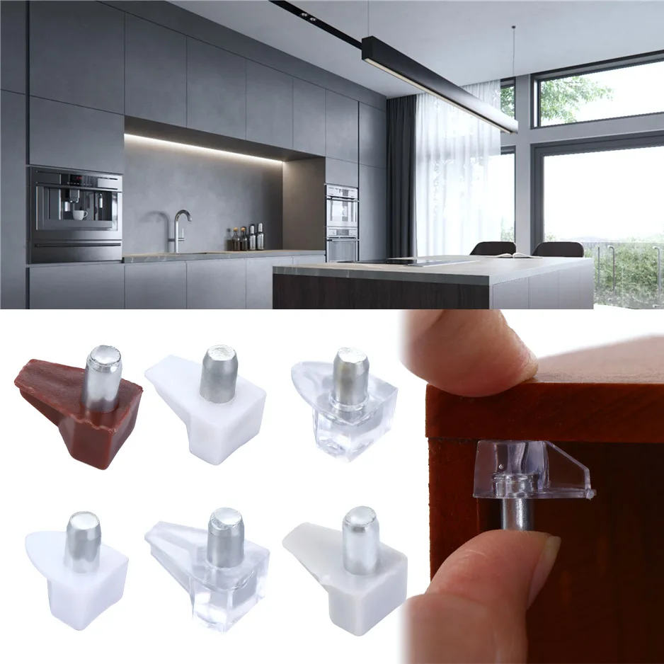 Shelf Bracket Shelf Studs Pegs with Metal Pin Shelves Support Seperator Fixed Cabinet Cupboard Wooden Furniture 20Pcs
