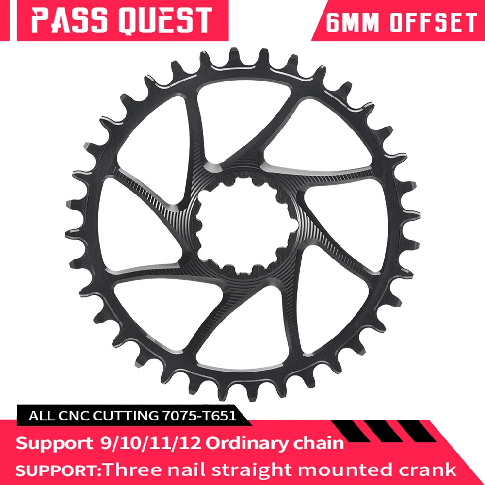 

PASS QUEST 6mm Offset 3 Bolt Chainring Direct Mount Chainwheel for SRAM GXP DUB XX GX X1 X01 9/10/11/12 Speed