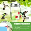 Garden Hummingbird Feeder Small Top Fill Mason Jar With Flower Ports Mason Jar Bird Dish Feeder Garden Decoration For Window And 2