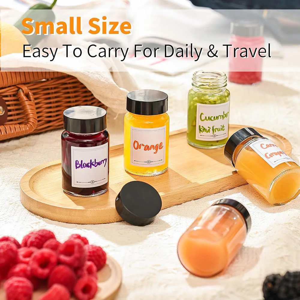 Glass Shot Bottles Wide Mouth 60 ml Small Glass Bottles Travel Mini Clear Jars,2 oz 5