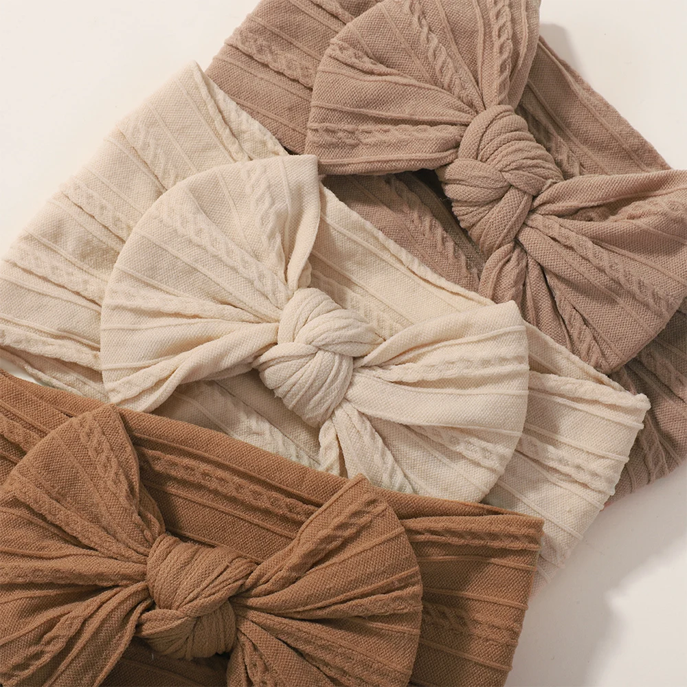 3Pcs Baby Headband Set - Solid Color Bow Hair Accessories for Newborns
