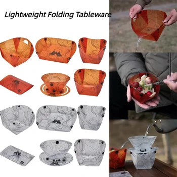 Outdoor Lightweight Folding Tableware Portable Bowl Dinner Plate Coffee Filter Funnel Water Cup Multi-purpose Camping Tableware