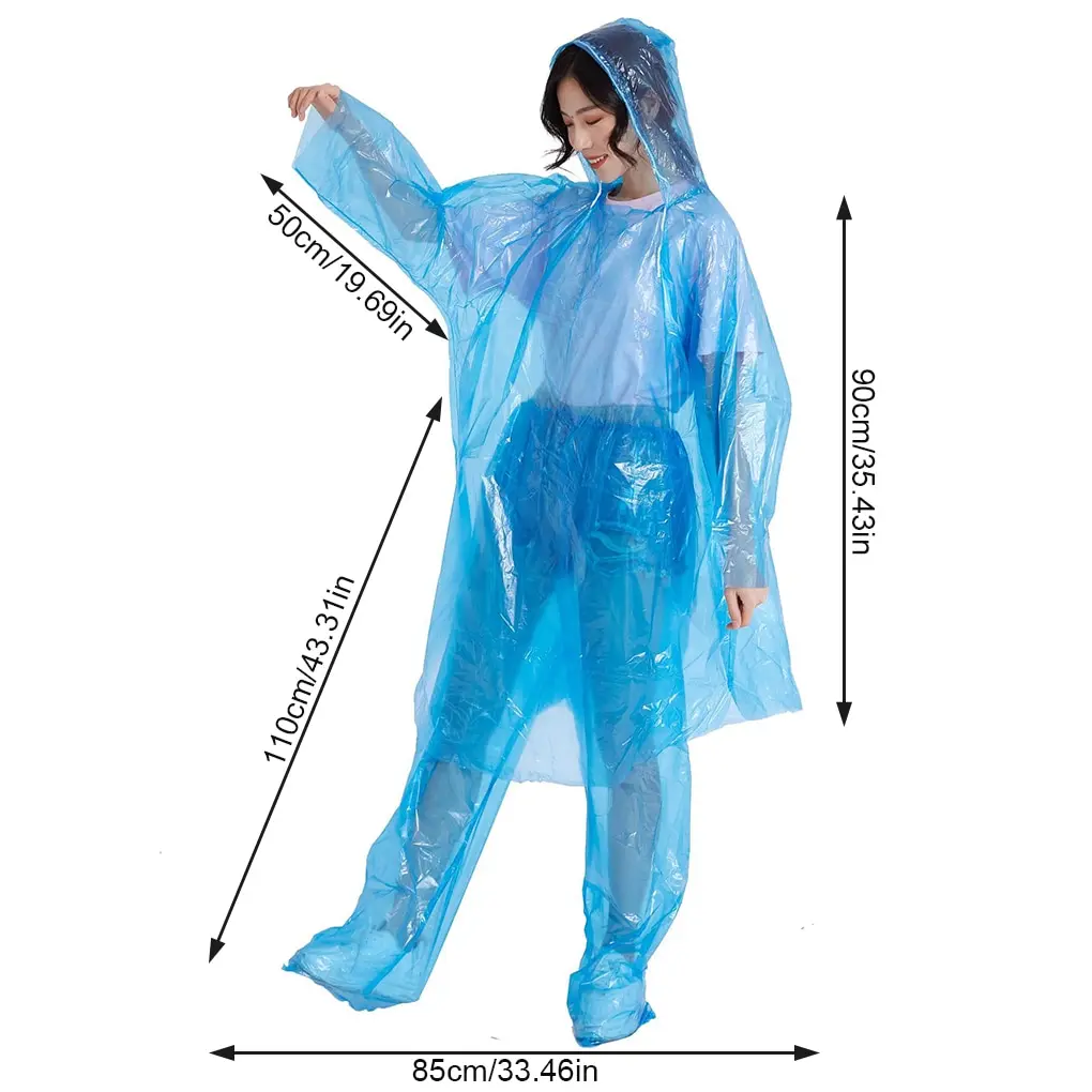 Waterproof Raincoat Disposable Adult Emergency Hiking Camping Hood Rain Clothes Covers Rainwear Poncho Pants