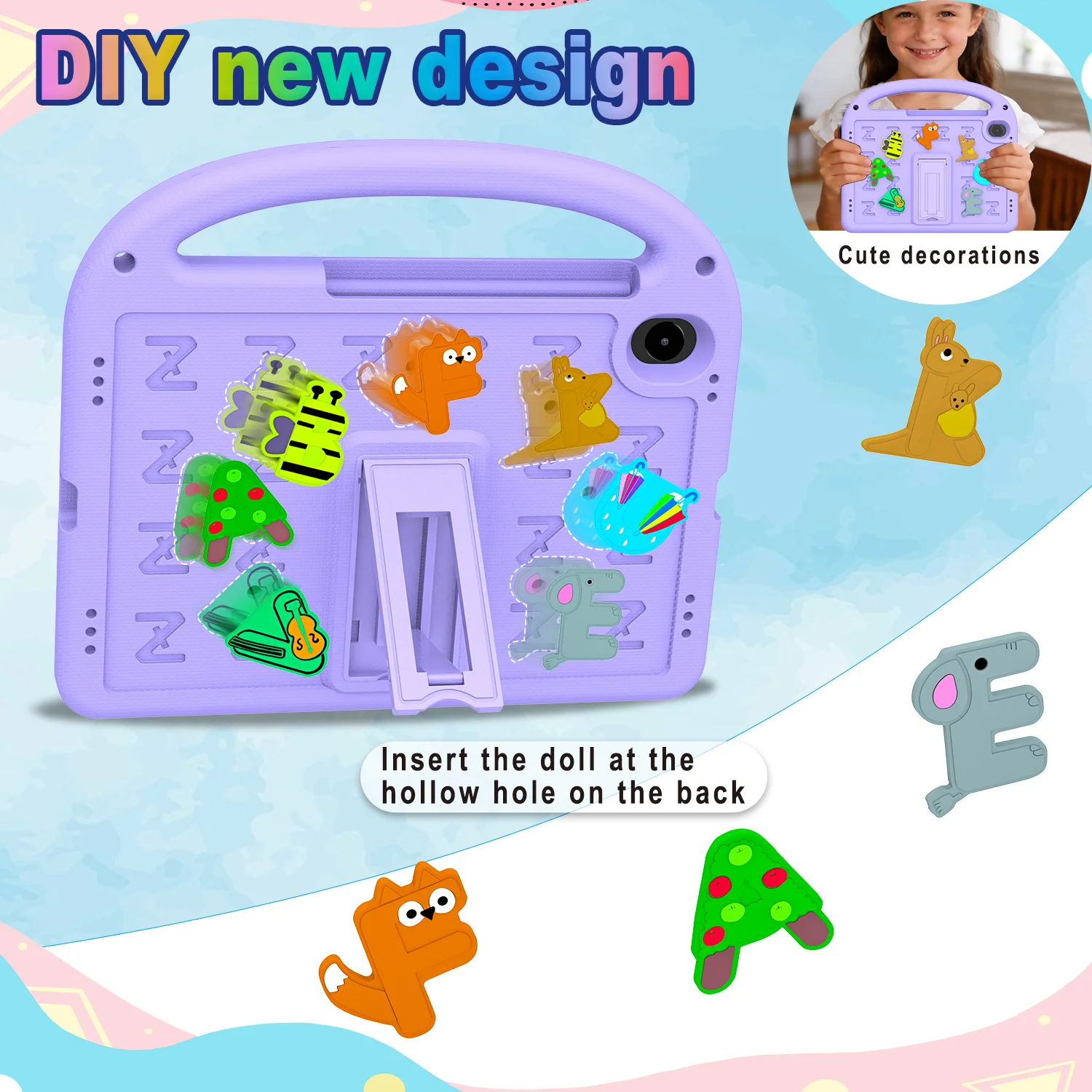Cartoon Shockproof Stand Cover for Kids Tablet - EVA+PC Material