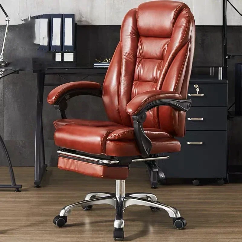 

Executive Seat Office Chair Leather Study Wheels Modern Hand Relax Armchairs Library Fashion