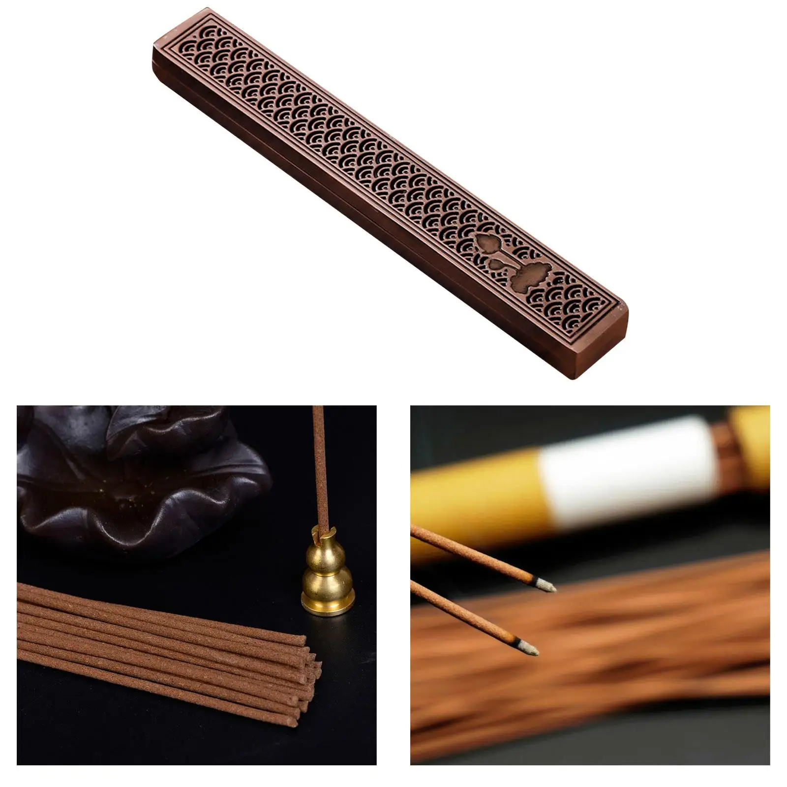 Zinc Alloy Chinese Incense Burner Holder Box 23.3x3.3x1.8cm Incense Rack for Yoga SPA Meditation Accessory Multipurpose Sturdy