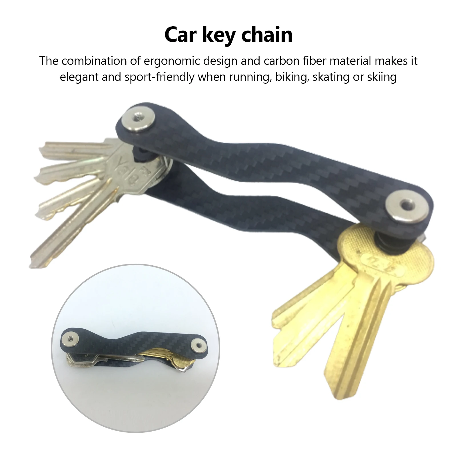 Carbon Fiber Key Holder Smart Key Wallet DIY Keychain EDC Pocket Car Keys Holder Organizer Chains Keychain Household New 2020