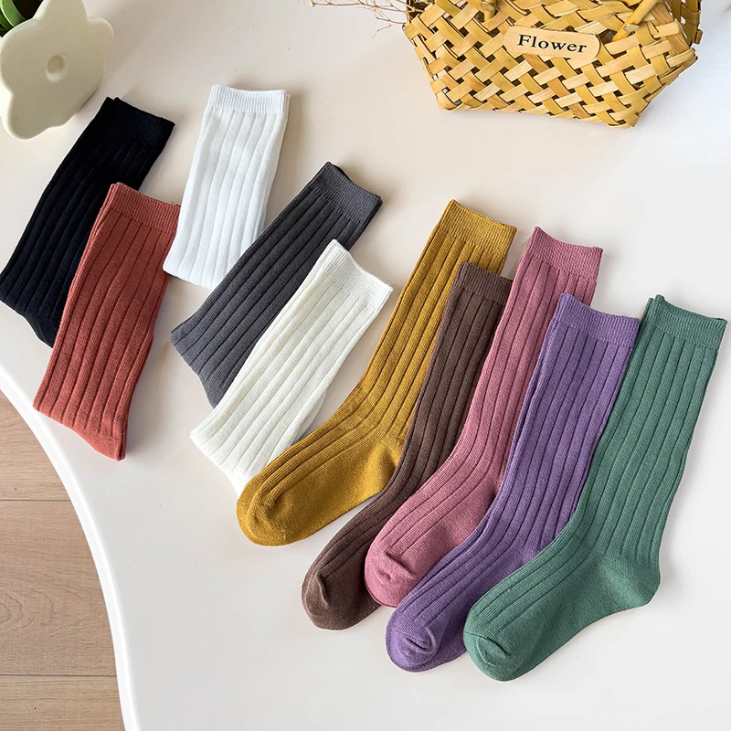 1 Pairs Spring Spainish Kids Socks Boys Girls Baby Knee High Long Socks Soft Cotton Warmth Children School Uniform Socks 1-9Year 2