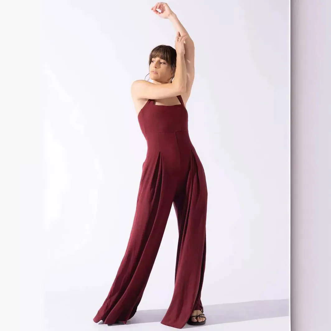 Amazon spring and summer high-waisted jumpsuit new temperament commuter casual pants children solid color loose wide leg pants