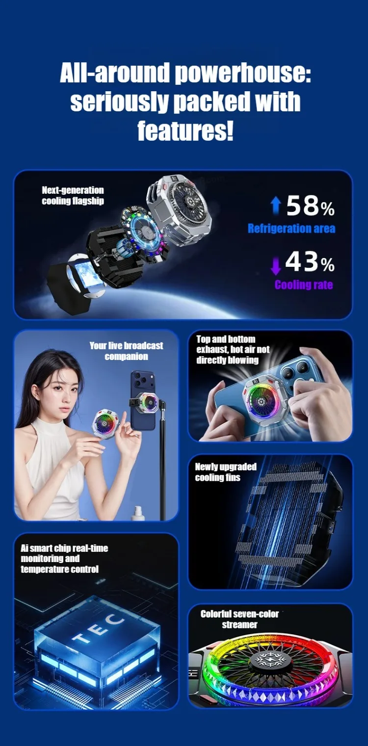TH28 Semiconductor Phone Cooler 15V/2A High Powerful Cooling Radiator Multi Gears Adjustable Temperature Control With_voghion.com
