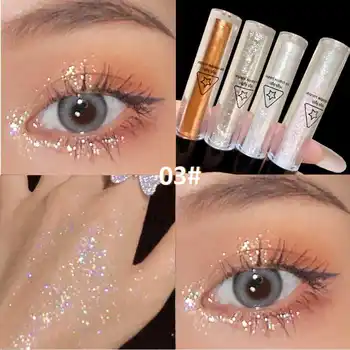 다이아몬드 쉬머 및 샤이니 방수 리퀴드 글리터 아이라이너, 아이섀도우 메이크업, 메탈릭 아이라이너 펜, 아이 뷰티 파티 메이크업