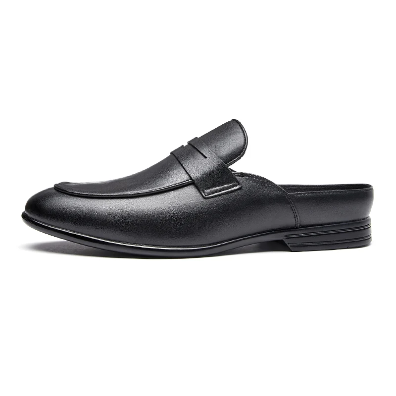 Luxury Designer Mens Half Drag Shoes For Men Casual Leather Fashion Half Shoes Mules Man Slides Loafers Slippers Male Summer 2