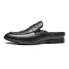 Luxury Designer Mens Half Drag Shoes For Men Casual Leather Fashion Half Shoes Mules Man Slides Loafers Slippers Male Summer 2