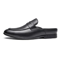 Luxury Designer Mens Half Drag Shoes For Men Casual Leather Fashion Half Shoes Mules Man Slides Loafers Slippers Male Summer 2