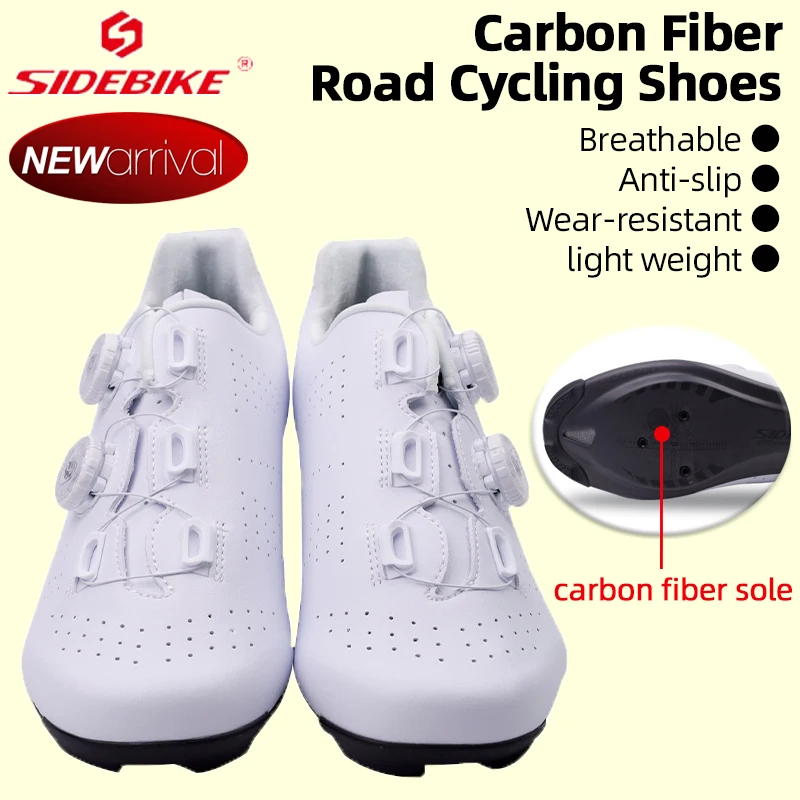 

Велосипедные кроссовки SIDEBIKE из углеродного волокна, Мужская Нескользящая дышащая обувь для езды на велосипеде, велосипедные кроссовки