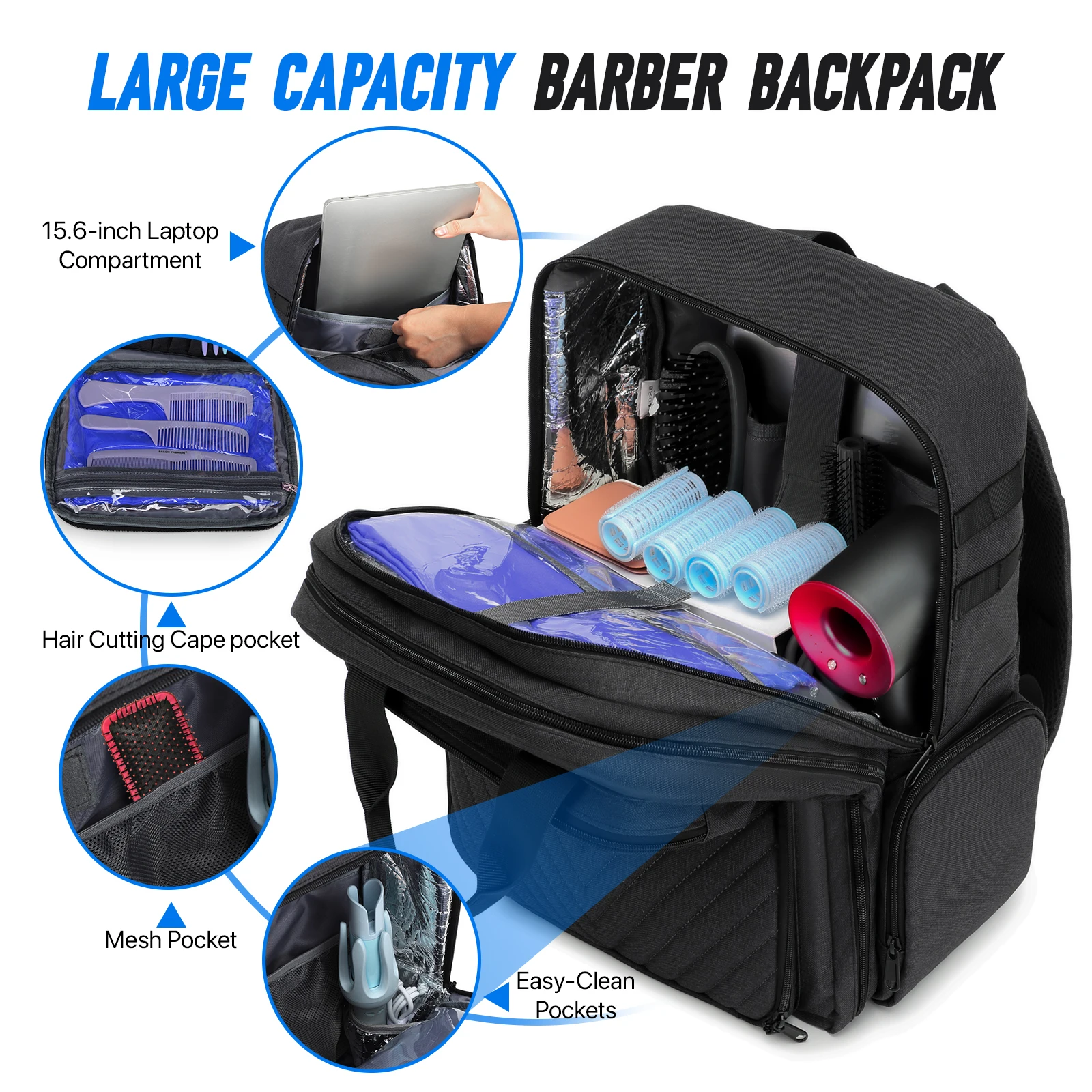 다기능 이발사 백팩 미용 여행 가방 이발사 미용사 백팩 전문 살롱 수납 숄더백