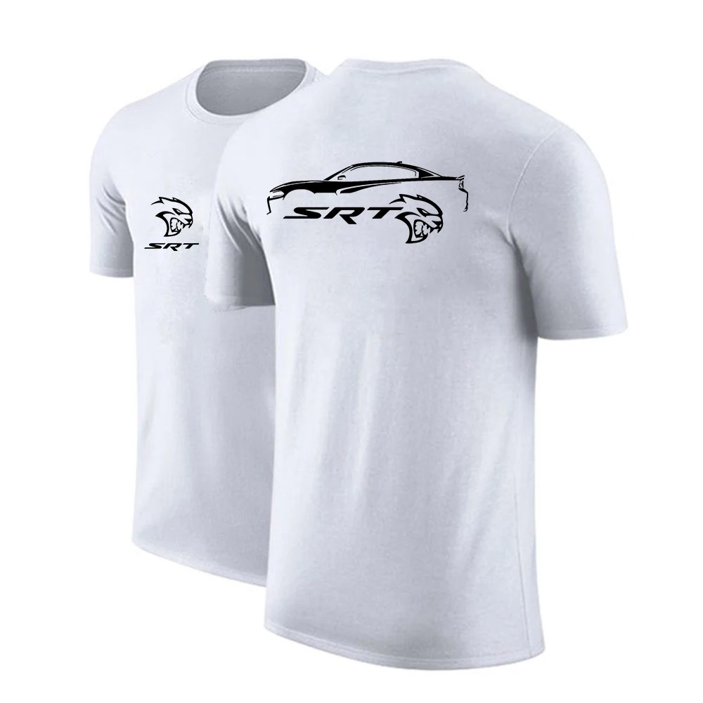 SRT Hellcat Men's New Summer Hight Quality Solid Color Breathable Casual Short Sleeves Cotton T Shirts Round-Neck Tee Tops