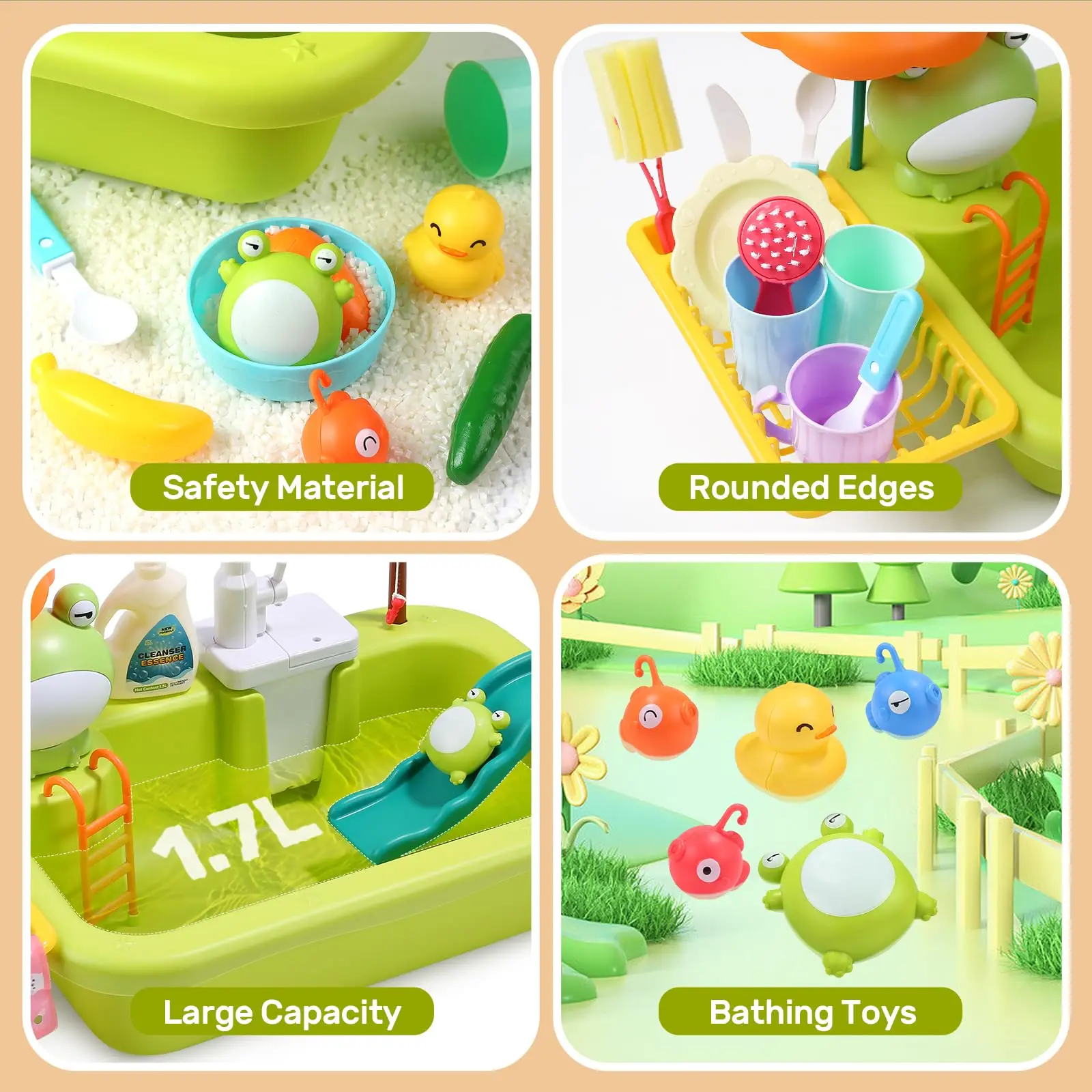 Giocattoli Elettrici per Bambini: Lavello da Cucina con Acqua Corrente, Lavastoviglie e Giocattoli da Pesca, Regalo Educativo per il Gioco di Ruolo per Bambine - immagine 4