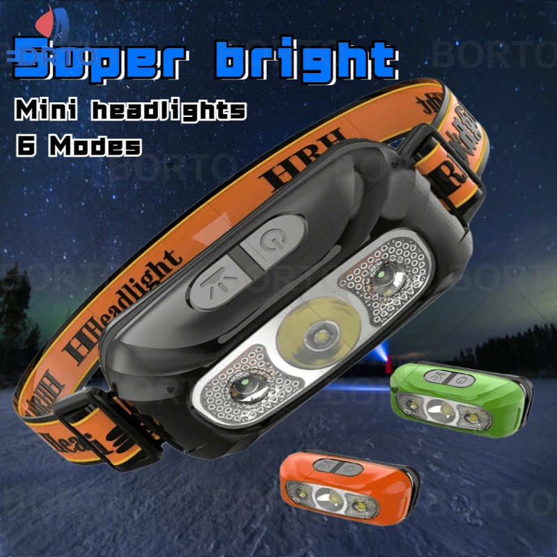 

Mini High Brightness LED COB Sensor Head Mounted Flashlight Outdoor Camping Fishing Front Lantern USB Rechargeable Headlights