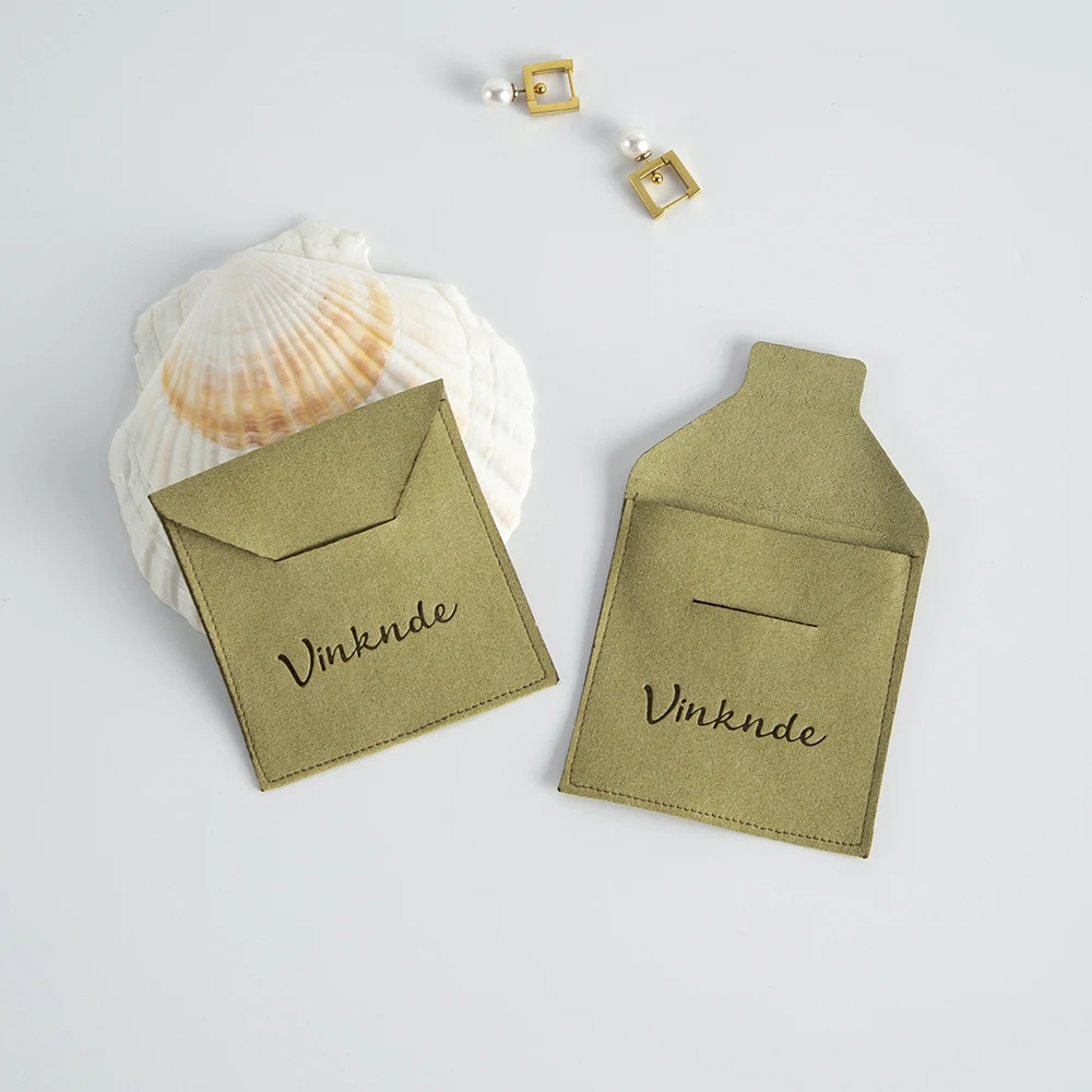 100Pcs/Lot Army Green Microfiber Envelope Jewelry Gift Bag Velvet Sude Flannel Jewellery Organizer Candy Storage Tissue Pouch