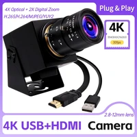 ELP 4K 30fps HDMI USB Camera H.265/H.264 4X Optical Zoom USB PC Webcam with 2.8-12mm Manual Varifocus Lens for Live Streaming 1