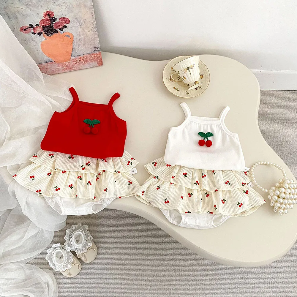 Baby Girls Cotton Clothing Set Camisole Bloomers