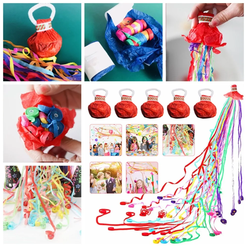 

Hand Throw Ribbon Props Streamers Confetti Party Paper Cracker Poppers Decoration Supplies for Wedding Birthday Kids Celebration