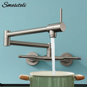 Rubinetto di riempimento per pentole miscelatore da cucina a parete beccuccio girevole in ottone massiccio acqua calda e fredda con doppia maniglia 1