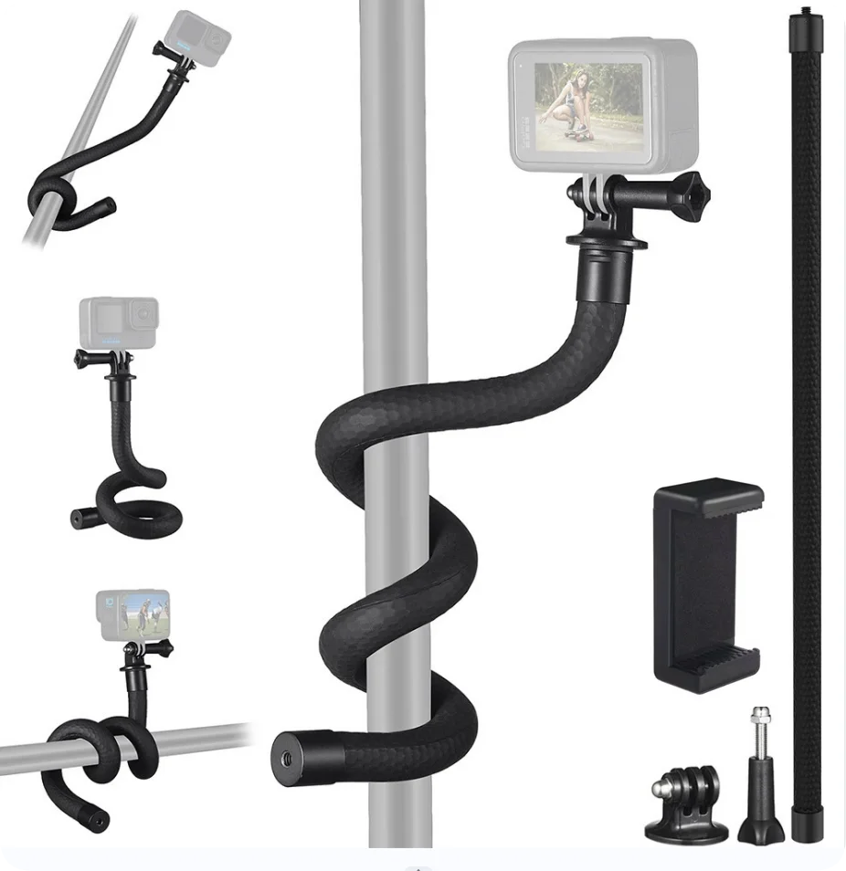 TELESIN Flexible Clamp Mount Selfie Stick Extension Pole For Go Pro...