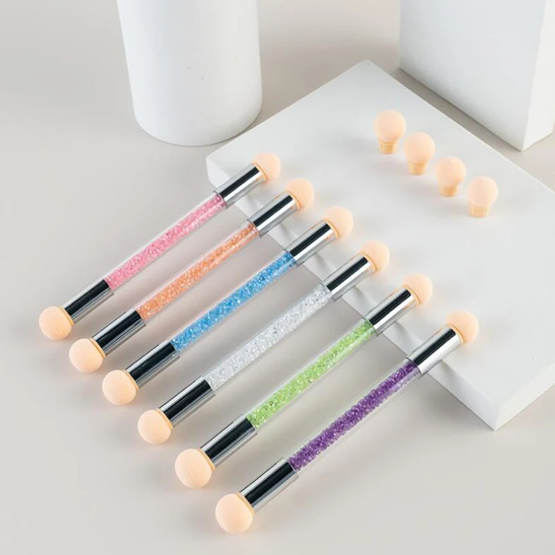 Nail Dyeing Pen Nail Art Double Head Gradient Pen Creative Beauty Painting Tools with 4 Sponge Heads Sponge