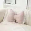 Pink Bow-shaped Pillow Ruffle Lace Decor Plush PP Cotton Filling Pillow Bed Couch Sofa Support Pillow Car Seat Companion Pillows 4