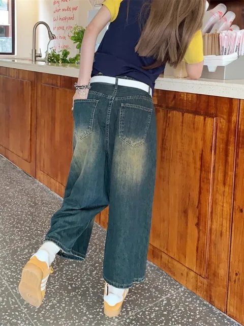 Jean court large bleu rétro pour femmes, Baggy Y2k, décontracté, Vintage, Streetwear, Harajuku, Style coréen, Short en Denim, basique, été 2024 4