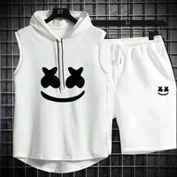 Ensemble deux pièces de marque d'été pour hommes, t-shirt et Short décontractés, costume de sport pour hommes, mode, survêtement à manches courtes, T-shirt à capuche 3