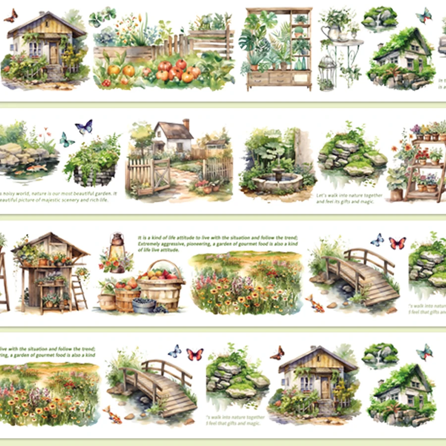 2M/Roll Rural Life Scenery Washi Tape Retro Farm Scene Stickers For Scrapbooking Supplies Journal Bullet Journaling Art Crafts 4