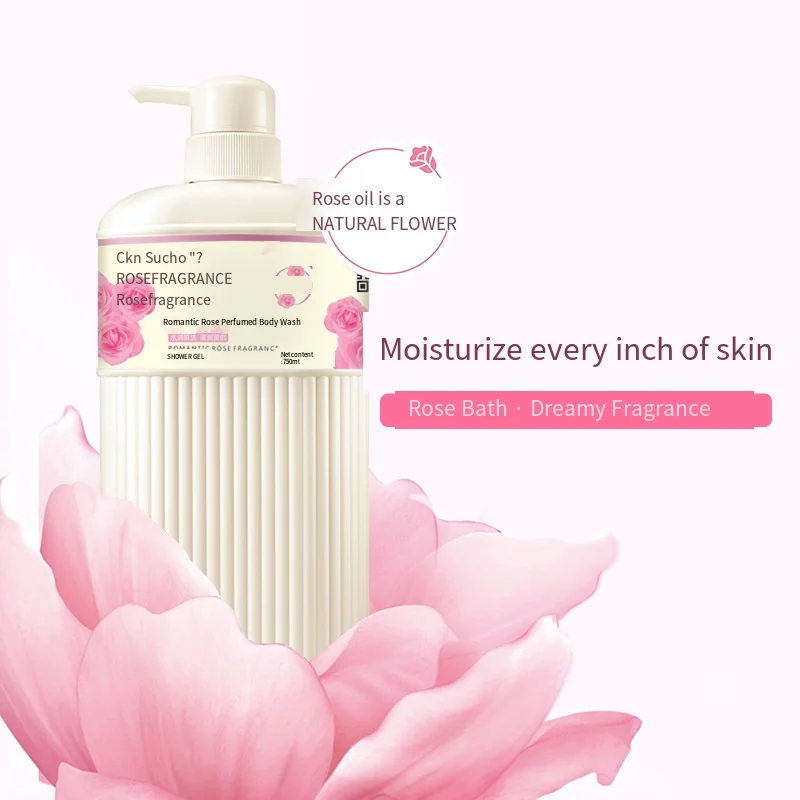 750ml Rose Fragrance Shower Gel Long Lasting Fragrance Moisturizing and Smoothing Shampoo for Women Fragrance Body Wash