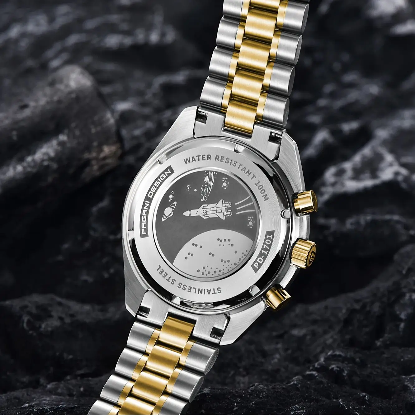 PAGANI DESIGN 2025 Silver Gold Moon Luxury Quartz Watches Men Sport Chronograph Sapphire Crystal Stainless steel Watch For Men 6