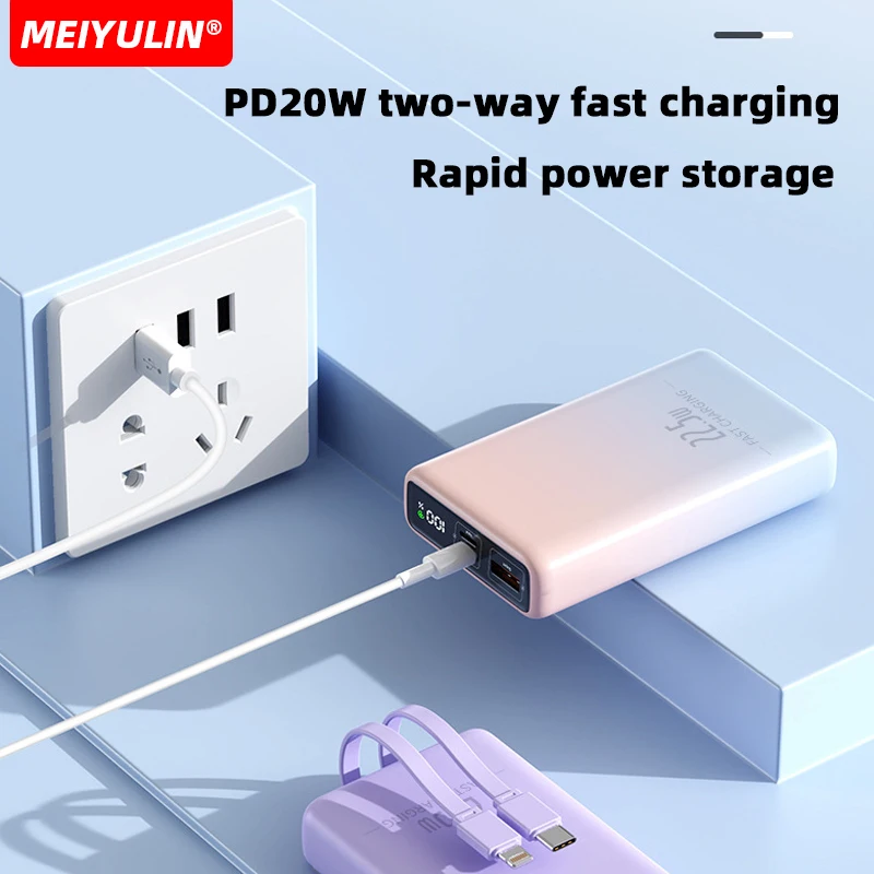 Power Bank di grande capacità da 10000mah con cavo USB C portatile PD 20W batteria esterna a ricarica rapida per iPhone 15 Xiaomi Samsung - Image 4