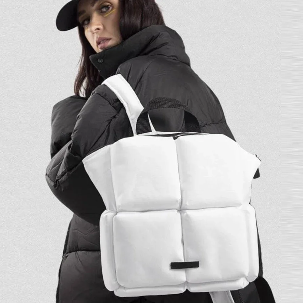 Zaino da donna stilista Borse a tracolla trapuntate invernali per donna Borse imbottite spaziale Borsa da viaggio grande unisex chic - immagine 2
