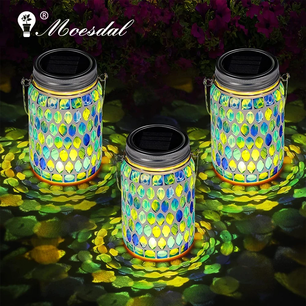 Solar Mosaic Lamp Waterproof Table Lamp Outdoor Hanging Lantern Mason Jar Lamp Garden Yard Trees Festival Party Decoration mosaic outdoor pizza oven big round table top pizza wood oven dome charcoal simple operation wood fired pizza oven